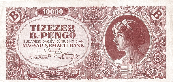 1946 - hiperinflációs címlet, 1 billpengő= 1 milliószor 1 millió pengő - Magyar Nemzeti Bank