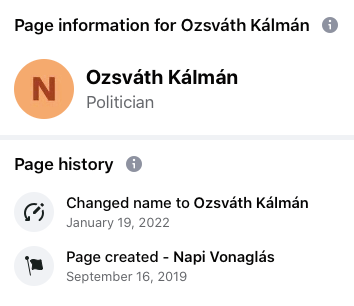 Napi Vonaglások page history, forrás: Facebook